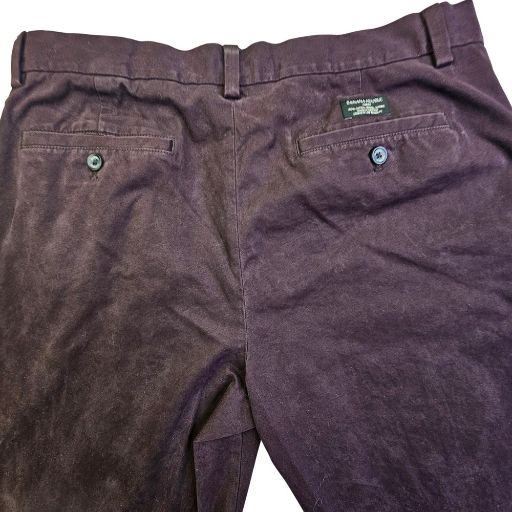 Banana Republic Chino Pants Mens 34x34 Slim Fit Burgundy Plum Cotton 969731 - Picture 9 of 13